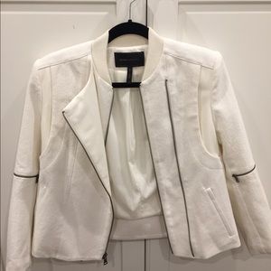 BCBG cotton and leather jacket
